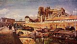 Notre Canvas Paintings - Notre-Dame de Paris, Seen from the Pont de L'Archeveche